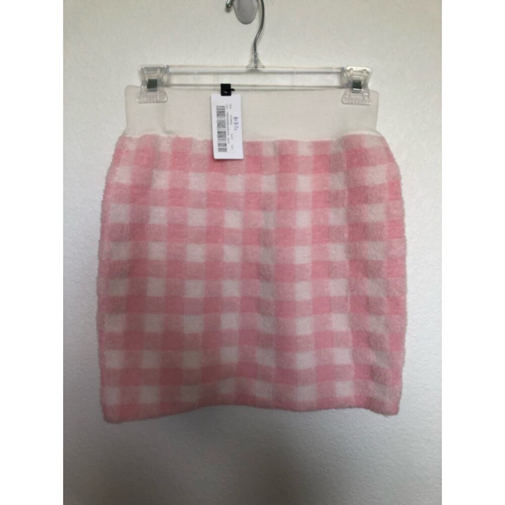 ASTR Pink and White Gingham Terry Cloth Mindy Skirt - S - Picture 3 of 5